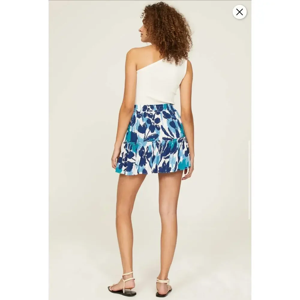 Peter Som Collective Women's Blue Drawstring Mini Floral Skort, Size 6 EUC